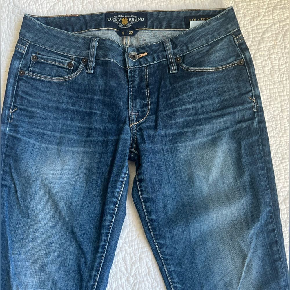 Lucky Brand Lolita Skinny Low Rise Medium Rinse Distressed Jeans sz 4 - Picture 7 of 11
